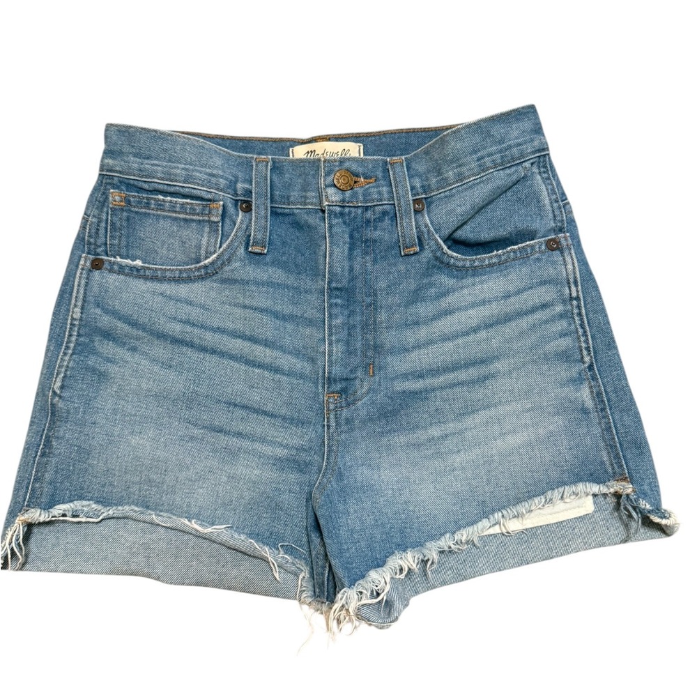 Madewell High-Rise Denim Shorts Light Wash Raw Hem 100% Cotton Size 24 Coastal